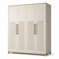 Armadio guardaroba moderno a 4 ante bianco e oro, 200 × 55 × 220 cm