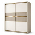 Armadio guardaroba a 2 ante scorrevoli, 180 × 60 × 220 cm, crema e oro