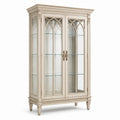 Vetrina classica a 2 ante in legno e vetro, avorio, 110 × 45 × 200 cm
