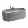 Vasca da bagno ovale freestanding grigia effetto pietra, 170 × 80 × 60 cm