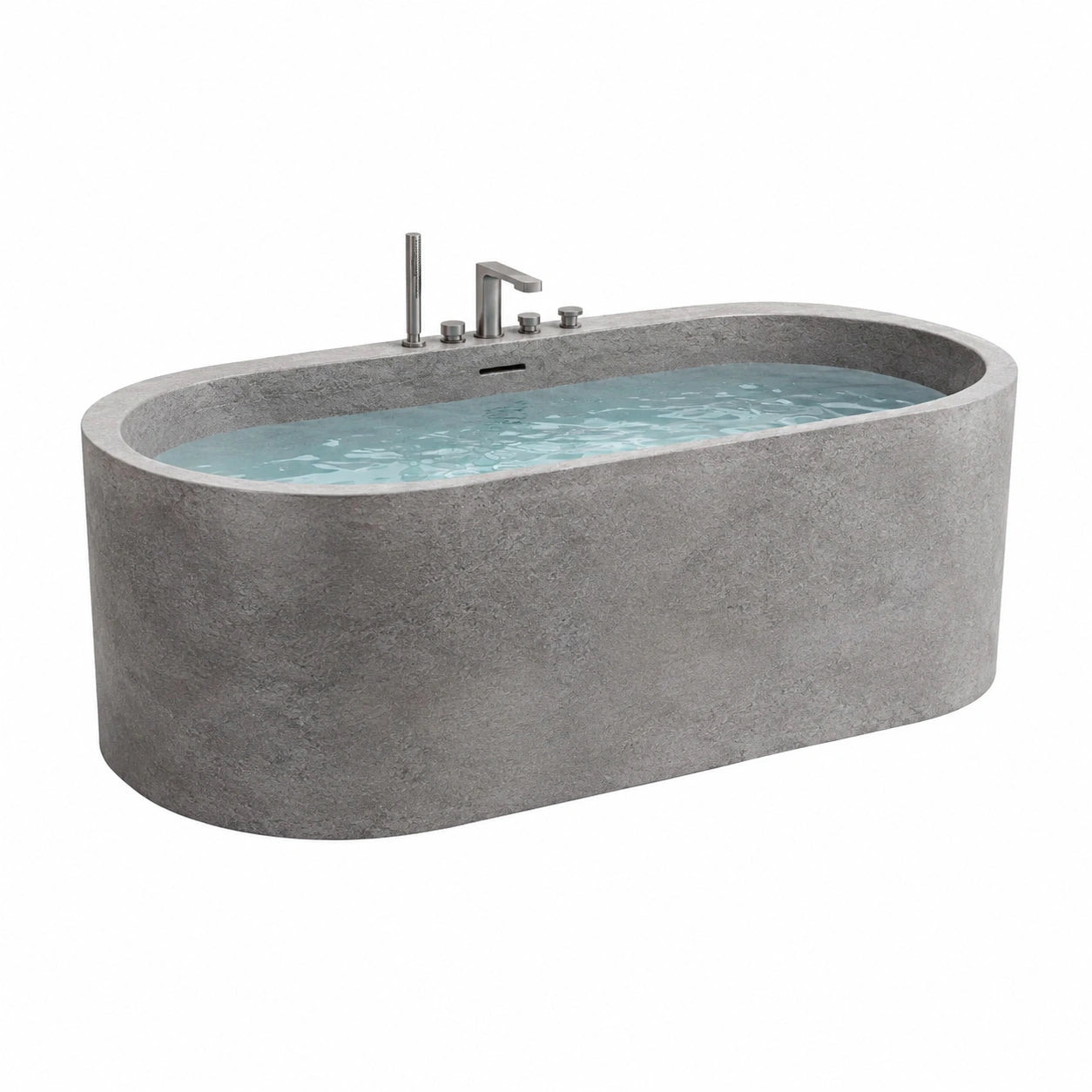 Vasca da bagno ovale freestanding grigia effetto pietra, 170 × 80 × 60 cm