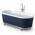 Vasca da bagno indipendente in acrilico 170 × 80 × 60 cm, blu marino, bianco e argento