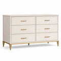 Cassettiera crema e oro con 6 cassetti, 150 × 45 × 85 cm