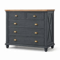 Cassettiera in legno grigio antracite con piano naturale, 5 cassetti, 110 x 45 x 100 cm