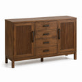 Credenza contemporanea marrone e nera, 150 × 40 × 85 cm, con 4 cassetti e 2 ante scanalate