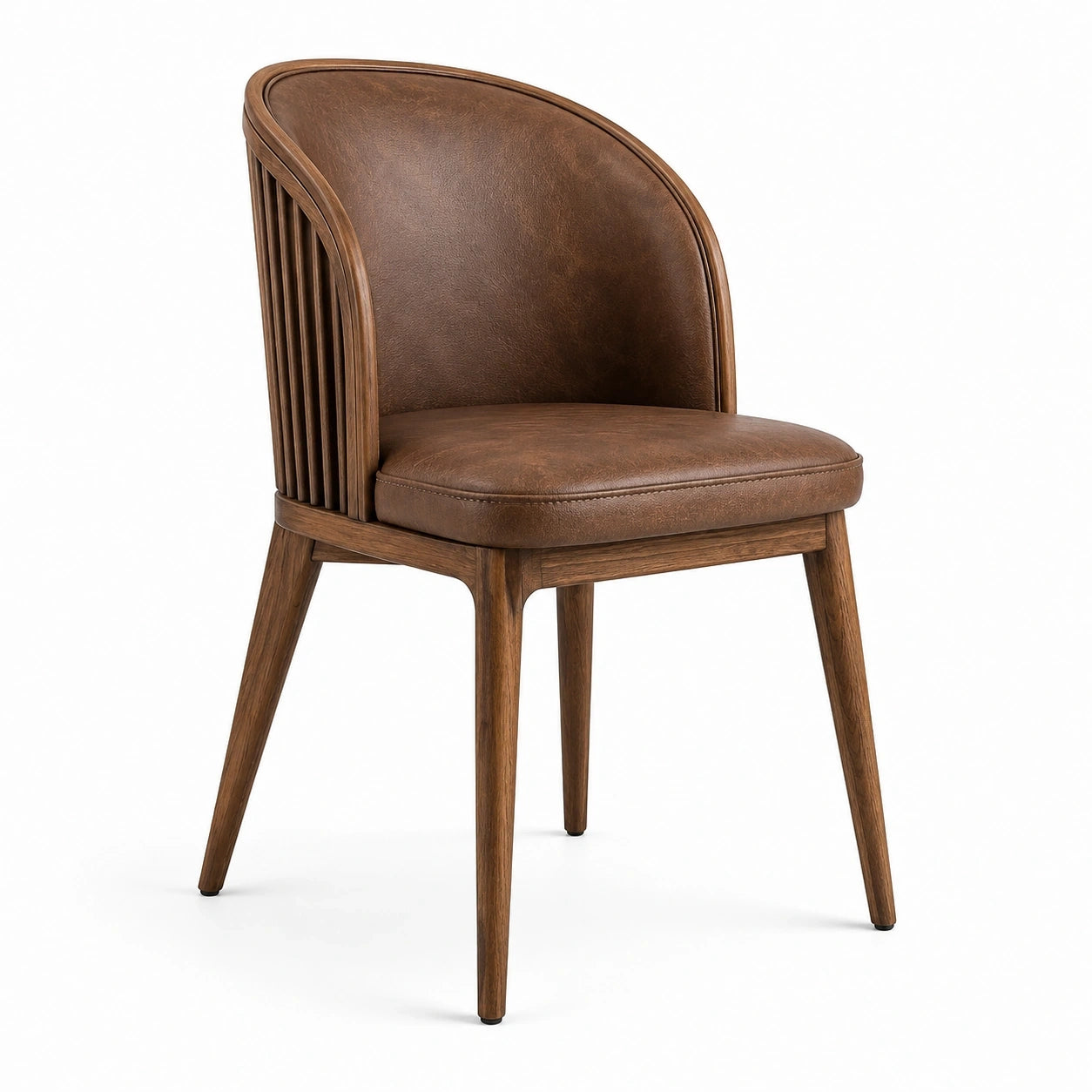 Sedia da pranzo imbottita marrone in legno con rivestimento effetto pelle, 58 × 60 × 82 cm