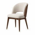Sedia imbottita moderna 57 × 58 × 81 cm in bouclé crema con struttura in legno marrone e dettagli in ottone