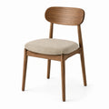 Sedia moderna in legno marrone con seduta imbottita beige, 50 × 55 × 78 cm
