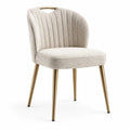 Sedia imbottita moderna 58 × 59 × 79 cm in tessuto testurizzato beige con gambe dorate