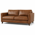 Divano a 2 posti effetto pelle cognac con piedini marrone scuro, 180 × 88 × 85 cm