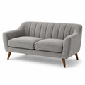 Divano a 2 posti in tessuto grigio con gambe in legno, 160 × 80 × 82 cm
