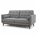 Divano a 2 posti in tessuto grigio con gambe in legno marrone, 170 × 82 × 84 cm